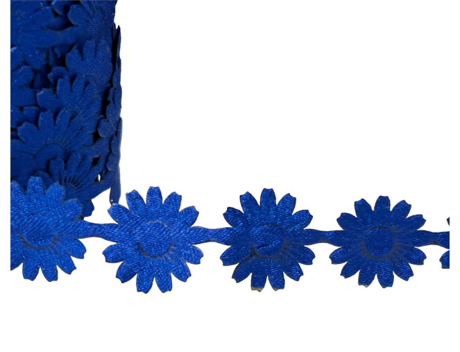 Daisy flower ribbon 19mm | Blue
