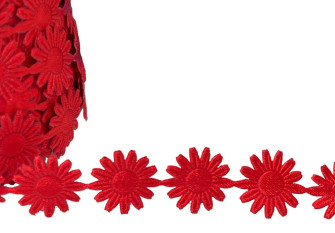Daisy flower ribbon 19mm | Red
