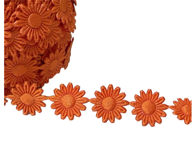 Gėlyčių juostelė Ramunės 14mm | Oranžinė