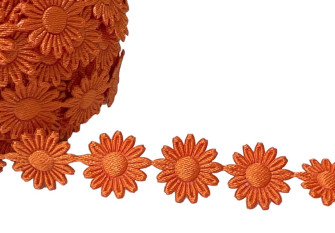 Daisy flower ribbon 14mm | Orange