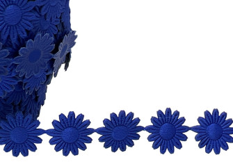 Daisy flower ribbon 14mm | Blue