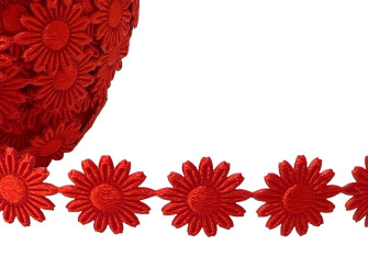 Daisy flower ribbon 14mm | Red