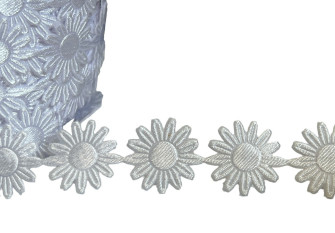 Daisy flower ribbon 19mm | White