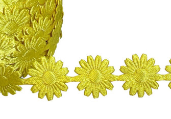 Daisy flower ribbon 19mm | Yellow