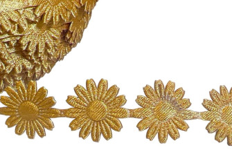 Daisy flower ribbon 19mm | Light brown