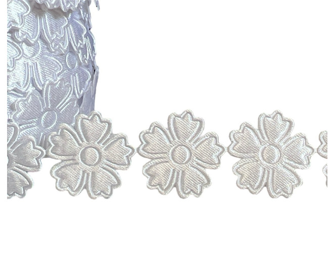Dekoratyvinė juostelė Gėlės 23mm | Balta