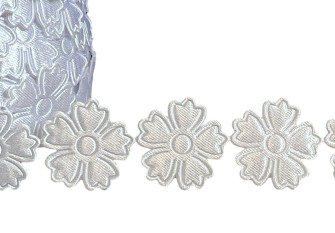 Decorative ribbon Flowers 23mm | White