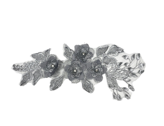 Prisiuvama aplikacija Gėlės | Pilka