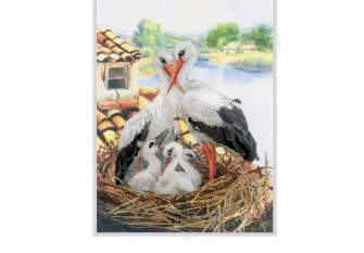 Embroidery kit Stork family