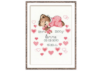 Embroidery kit Birth announcement of a baby girl