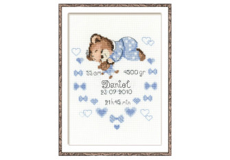 Embroidery kit Birth announcement of a baby boy