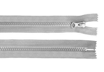 Plastic zipper 16cm Light grey