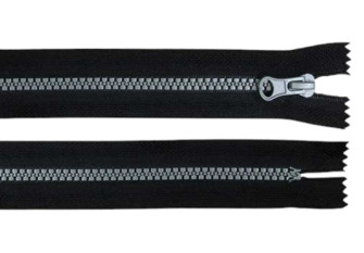 Plastic zipper 16cm Black with grey teeth