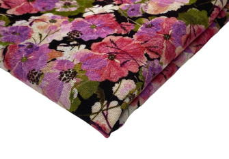 Viscose fabric with linen Pink flowers