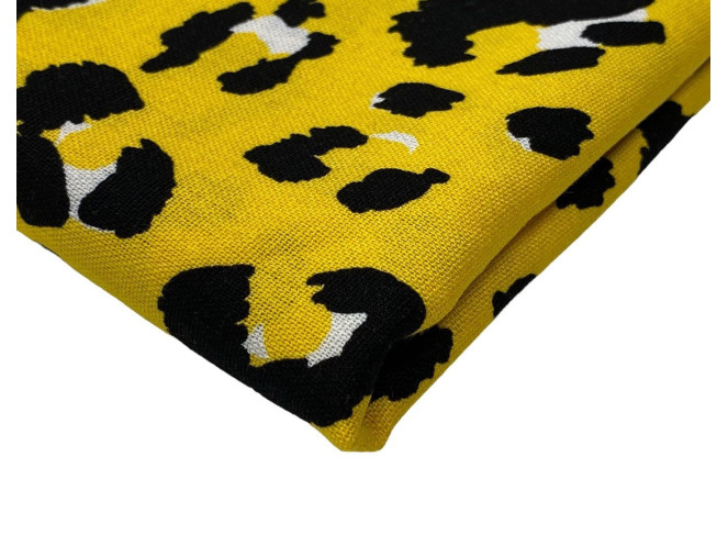 Viskozinis audinys su linu Leopardo raštai geltoname