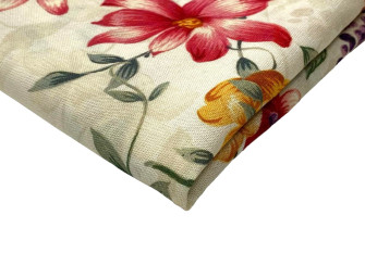 Viscose fabric with linen Flowers ecru