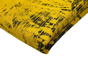Viscose fabric with linen Faded leaves in yellow