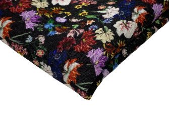 Viskozinis audinys su linu Smulkios gėlytės juodame