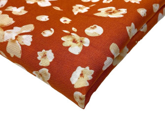 Viscose fabric Flowers in orange