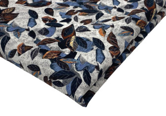 Medvilninis audinys Lapai šviesiai pilkas melanžas Medvilninis audinys Lapai šviesiai pilkas melanžas