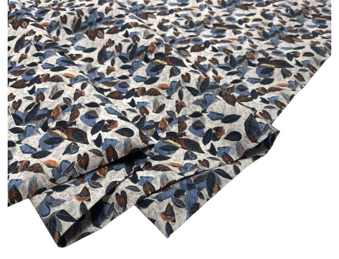 Medvilninis audinys Lapai šviesiai pilkas melanžas pigiau