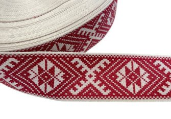 Tautinė juostelė 32mm Bordo raštai Tautinė juostelė 32mm Bordo raštai