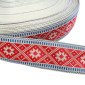 Tautinė juostelė 32mm Raudoni mėlyni raštai