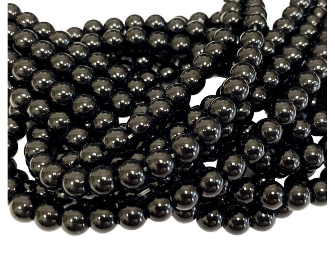 Akmens karoliukai 6mm Oniksas | Juodas