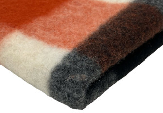 Checked woollen fabric Red-grey
