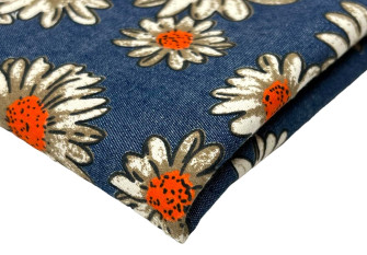 Medvilninis audinys Ramunės džinsiniame