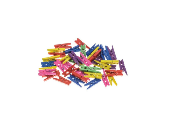 Spalvoti mediniai segtukai 25mm | 40vnt pigiau