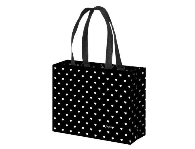 Eco-friendly shopping basket Hearts in black