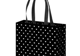 Eco-friendly shopping basket Hearts in black