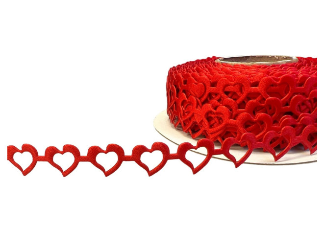 Dekoratyvinė juostelė Raudonos širdelės