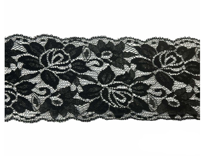 Elastinis nėrinys 90mm | Juodas