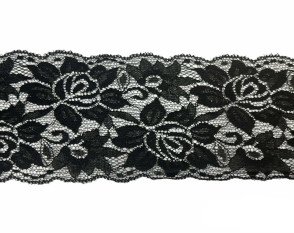 Elastic lace 90mm | Black Elastic lace 90mm | Black