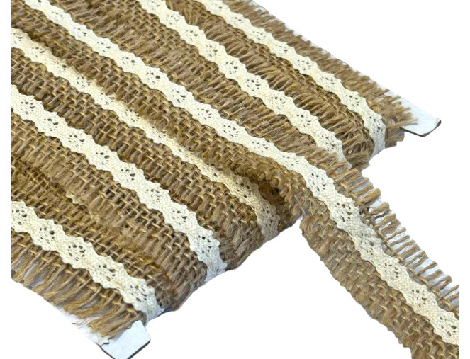 Jute ribbon with lace 25mm