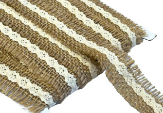 Jute ribbon with lace 25mm