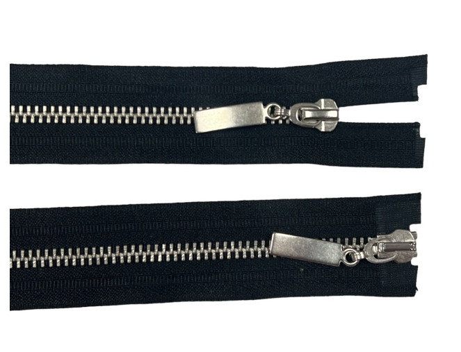 Dvipusis, metalinis užtrauktukas 65cm Juodas