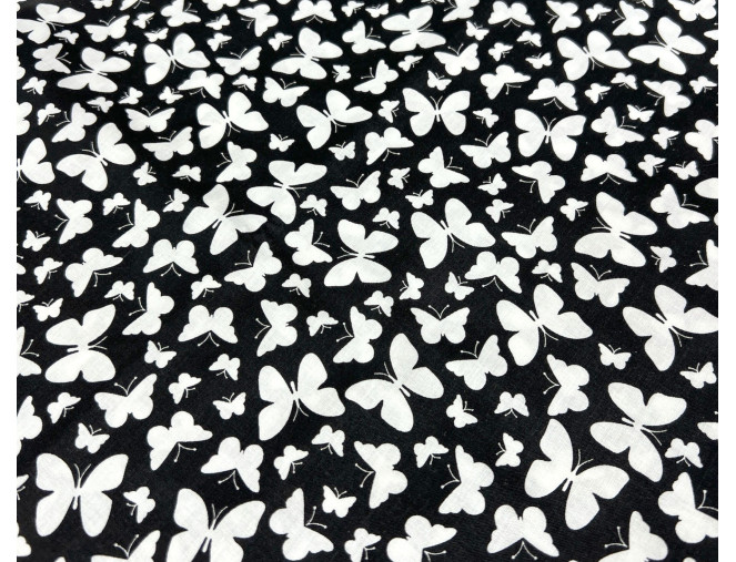 Cotton - canvas Butterflies in black pigiau