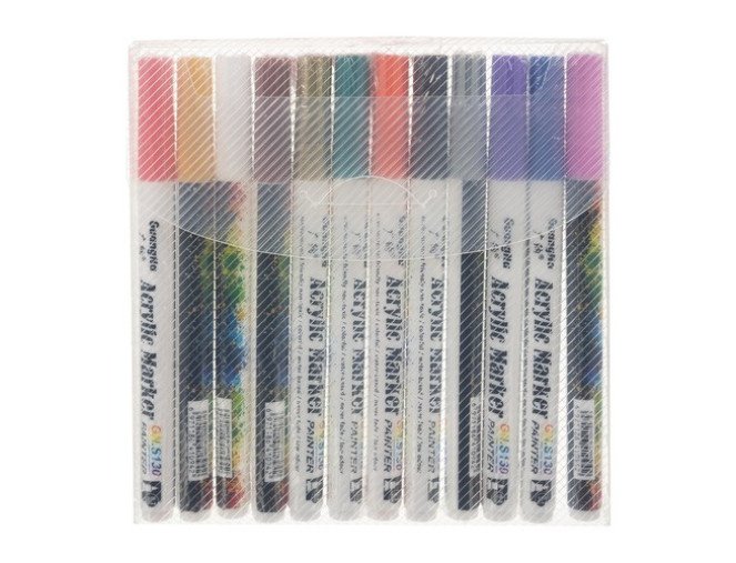 Acrylic markers 12 colours pigiau