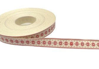 Dekoratyvinė medvilninė juostelė 15mm Kalėdiniai raštai