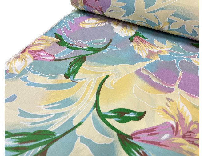 Impiline fabric (teak) Pink flowers pigiau