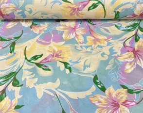 Impiline fabric (teak) Pink flowers