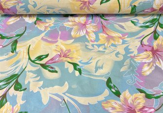 Impiline fabric (teak) Pink flowers
