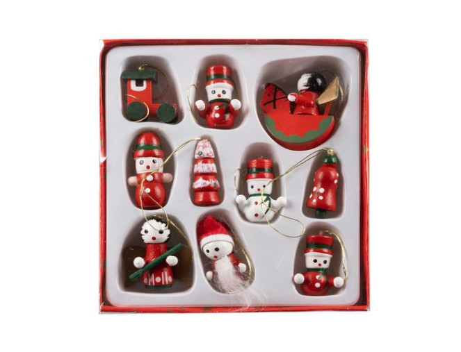 Wooden Christmas toys mini 10pcs