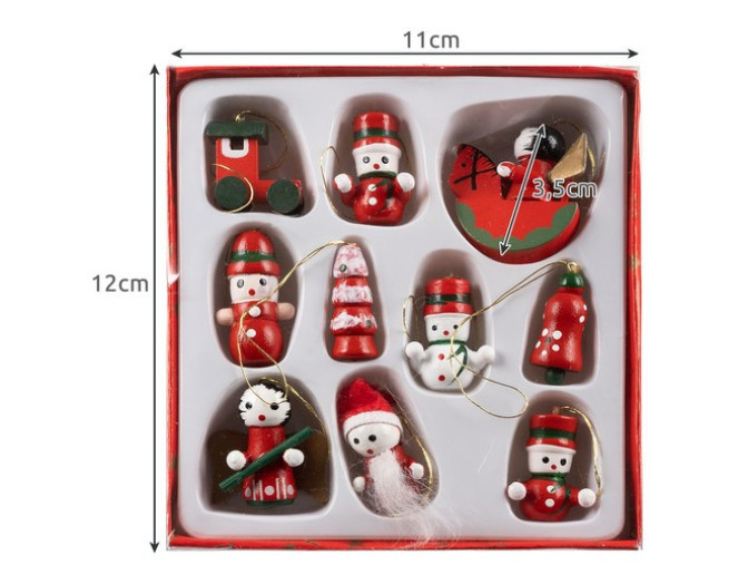 Wooden Christmas toys mini 10pcs