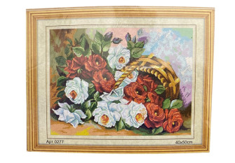 Embroidery painting with thread 40x50cm Flowers in a basket