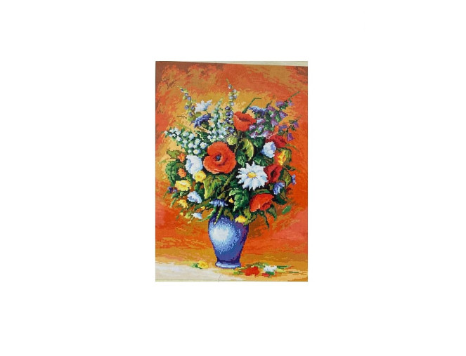 Siuvinėjimo paveikslas su siūlais 40x50cm Gėlių puokštė
