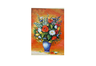 Siuvinėjimo paveikslas su siūlais 40x50cm Gėlių puokštė